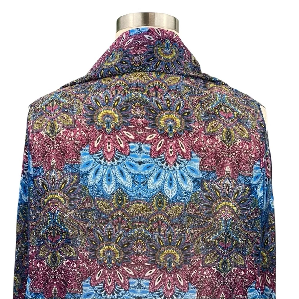 Accents by Lavello Multicolor Boho Paisley Sheer Open Front Convertible Vest - Picture 8 of 16